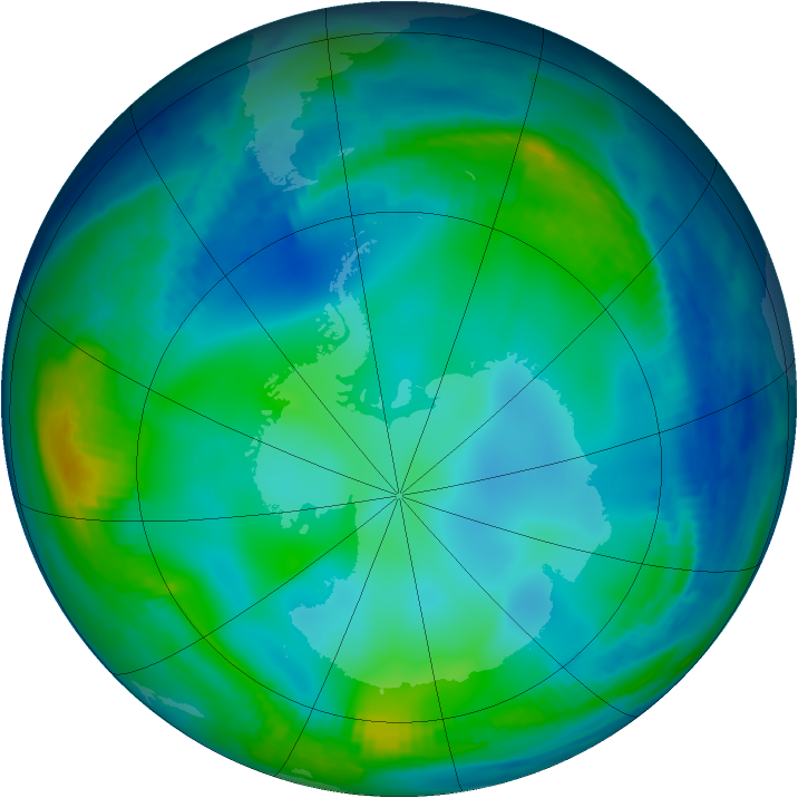 Antarctic ozone map for 14 June 1997